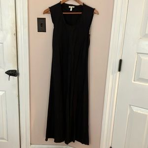 Eileen Fisher black linen midi dress